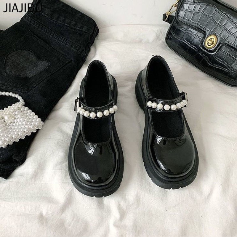 35-44 giày đi học cao gót màu đen đồng phục sinh viên giày giày nữ thời trang 44 Size Fashion Korean Style Mary Jane Small Leather Shoes for Girls 41 Japanese Cute Lolita Single Shoes 43 British JK Uniform Plus Size High Heel Platform Mary Jane Shoes 42