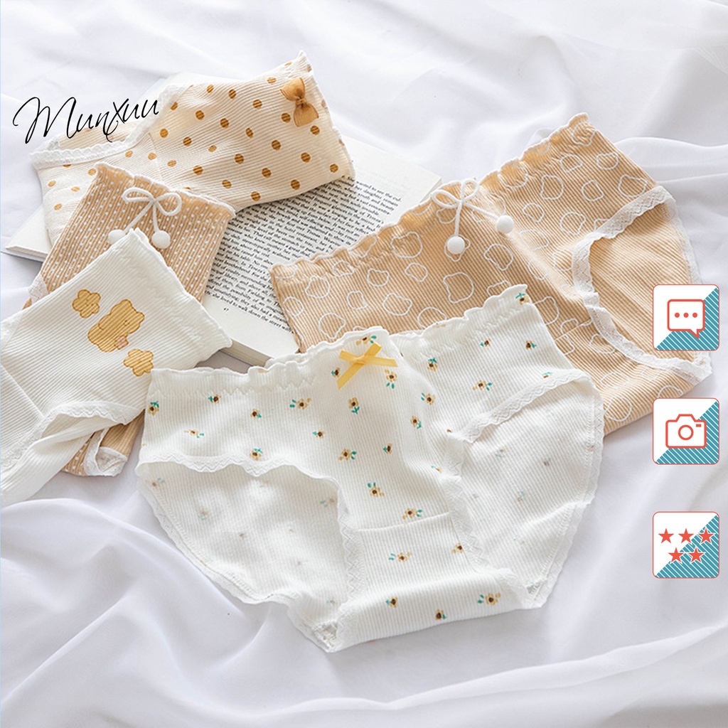 Quần lót nữ Cotton hình dễ thương Munxuu, chất liệu mềm mại co dãn thoáng khí – QC91