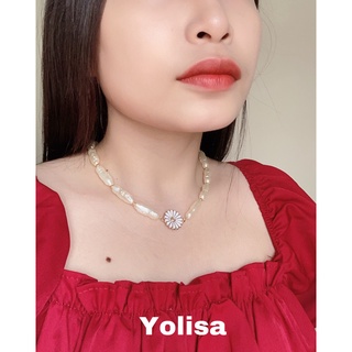 Vòng cổ nữ handmade hạt nhựa dài kết hợp cùng charm hoa cúc Daisy