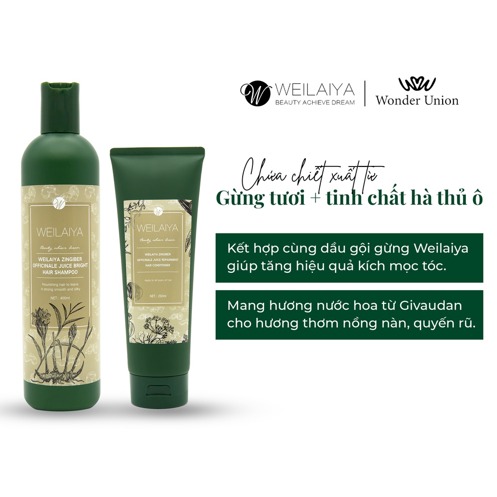 Mô tả Dầu xả tóc thảo dược Weilaiya Zingiber Officinale Juice gừng hà thủ ô giúp dưỡng tóc và kích thích mọc tóc  250ml - 3