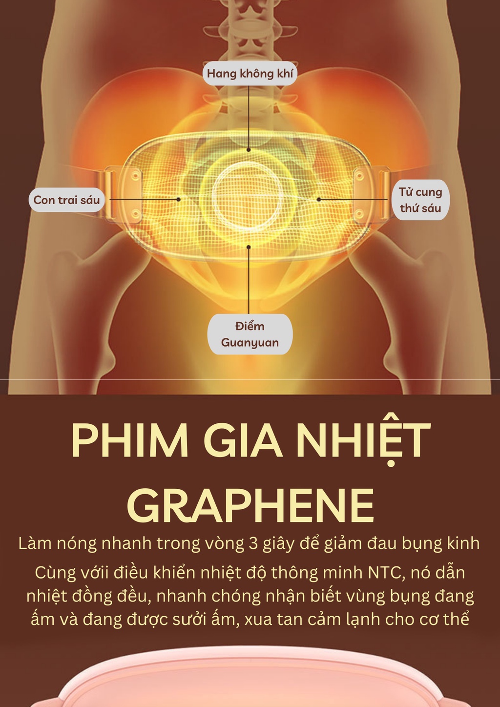 Mô tả Đai đeo massage chườm ấm giảm đau bụng kinh nguyệt HOKU làm ấm bụng tử cung cho phụ nữ quà tặng bạn nữ DSB01 - 4