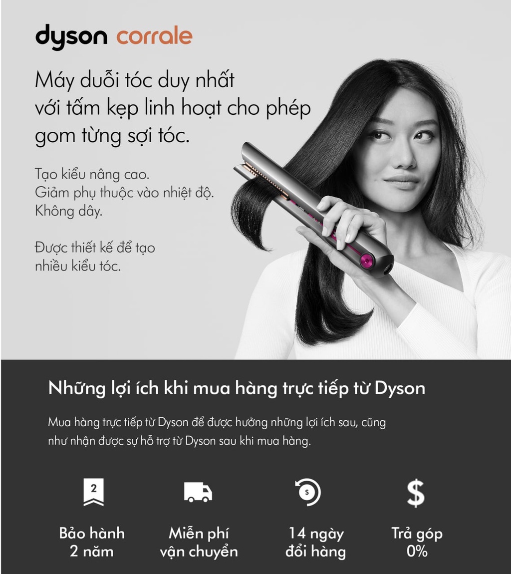 Mô tả Máy duỗi tóc Dyson Corrale ™ HS07 (Đen Xám Hồng) - 1