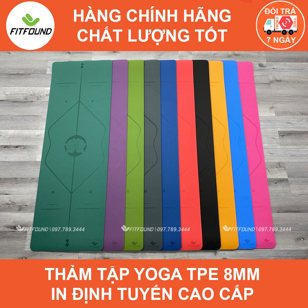 Thảm TPE Dày 6-8mm Tập Yoga Gym Pilates Thể Dục In Định Tuyến Chống ...