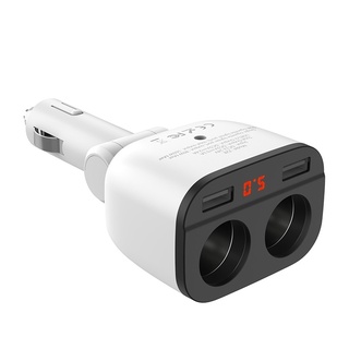 Tẩu sạc ô tô / Cốc sạc xe hơi Hoco Z28 tích hợp 4 cổng sạc - có màn hình LCD (Trắng)