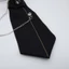 Gothic Black Necktie Rhinestones Pendant Metal Chain Evening Party Pre Tied Tie