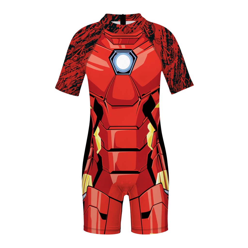 GN Spiderman Iron Man Captain America Đồ bơi tay ngắn Đồ bơi một mảnh Bộ đồ bơi trẻ em NG
