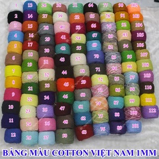 Sợi cotton Việt Nam 1mm màu 01 - 46 (màu trơn) 24k/cuộn/~ 100gram