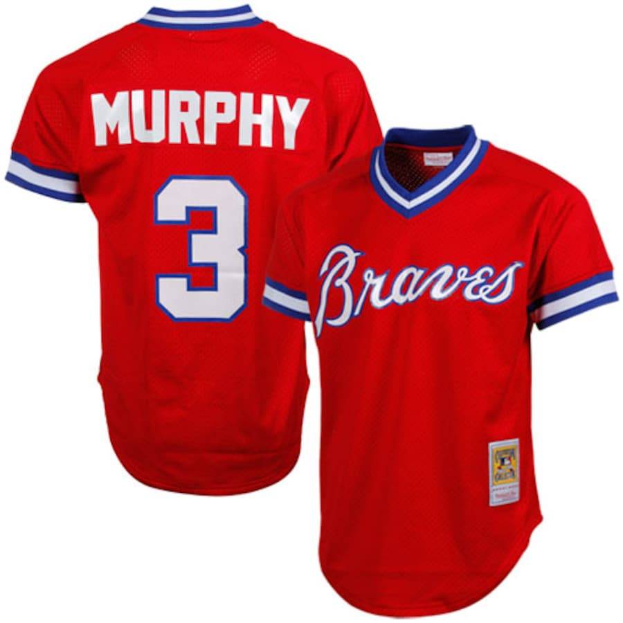 SY3 Áo Bóng Chày Atlanta BravesMurphy Số 3, phiên bản unisex, phù hợp nhiều kích cỡ