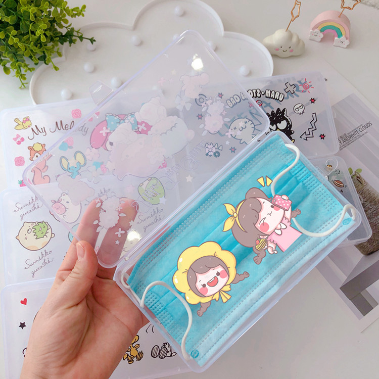 HelloKitty Doremon Chuột Mickey Lưu Trữ Di Động Mặt nạ đông lạnh Hộp Bảo Quản In Mặt nạ Hộp Đựng Chống Bụi Hộp Đựng Mặt nạ Hộp Bảo Vệ Người Tổ Chức