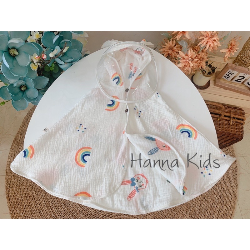 Áo Choàng 2 Lớp 2 Mặt Xô Hàn Muslin Cho Bé Kèm Tấm Chắn Giọt Bắn Tiện Lợi Mềm Mịn Liena'S Closet