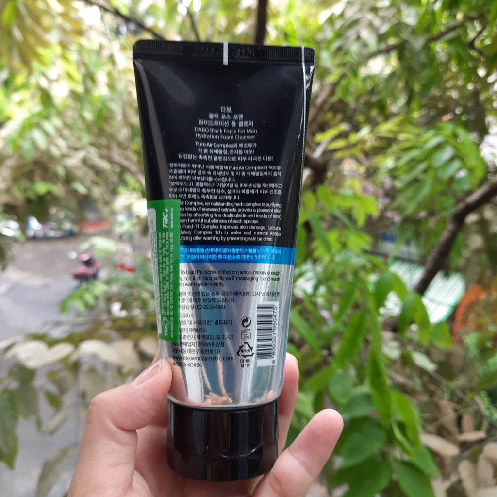 Ảnh Sữa rửa mặt trắng da, xóa thâm mụn dầu  nhờn dành cho nam Dabo Hydration For Men Hàn quốc cao cấp 120ml/Tuýp 3
