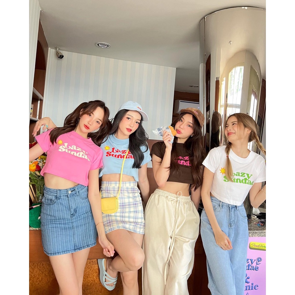 ÁO THUN CROPTOP TEAM GIRL IN CHỮ LAZY 4 MÀU HOTTREND 2022 CÓ FREESIZE