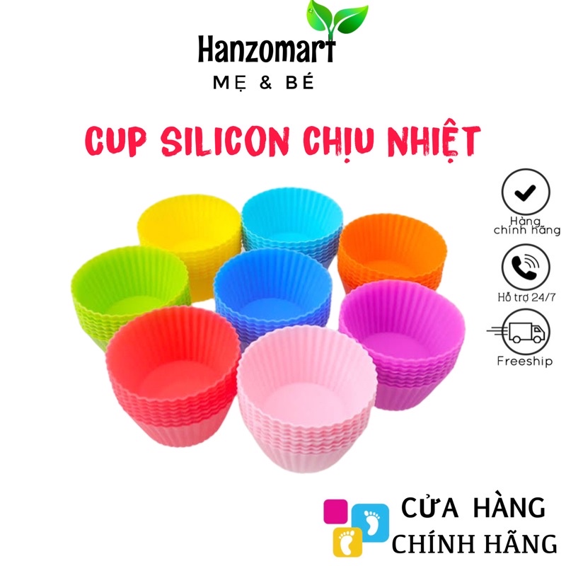 Khuôn làm bánh cupcake, muffin, cup silicon nhiều màu, nhiều mẫu cho bé ăn dặm