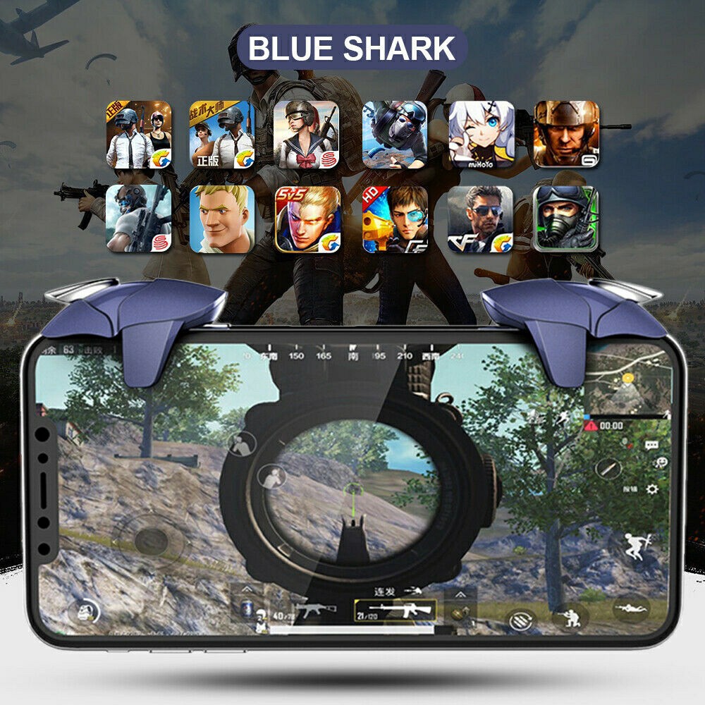 Nút bấm chơi game Blue Shark chất liệu nhựa ABS và kim loại giá rẻ siêu nhạy chơi game Pubg Mobile Free Fire