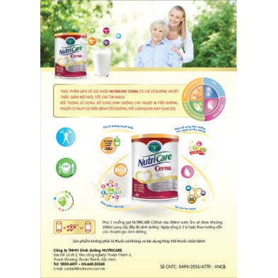 sữa  NUTRICARE CERNA 400G ( DINH DƯỠNG DÀNH CHO BỆNH NHÂN TIỂU ĐƯỜNG)