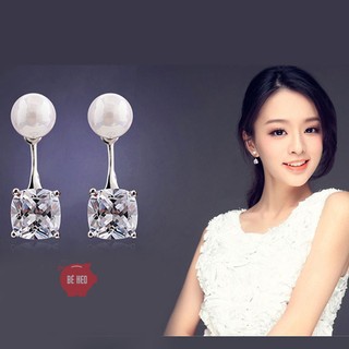 Bông tai ngọc, đá nhân tạo vuông xinh Trang sức Bé Heo BHBT13