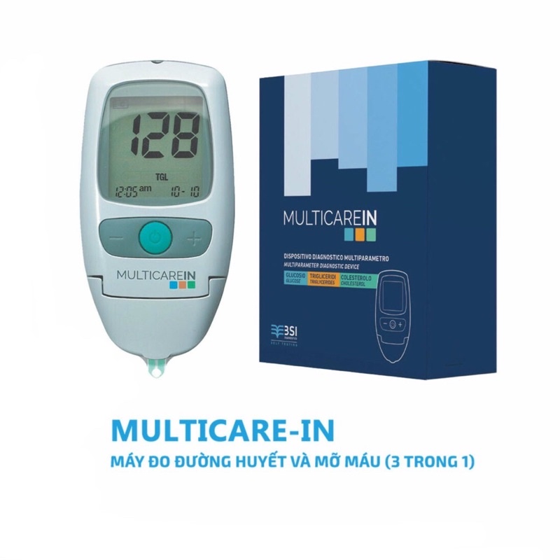 Máy đo đường huyết, que thử đường huyết MULTICAREIN 3 IN 1 đo mỡ máu ...