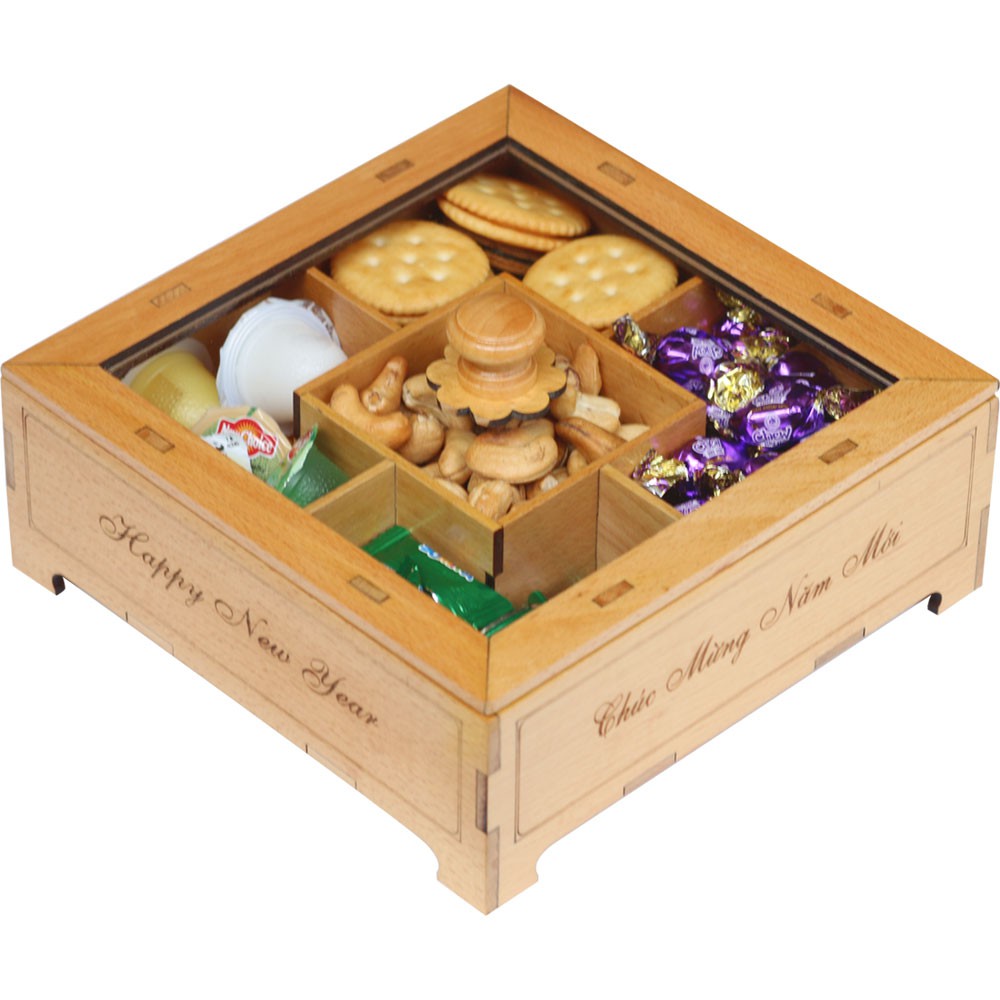 Khay Đựng Bánh Kẹo Tết Đẹp Sang Trọng, Hộp Đựng Mứt Bằng Gỗ Cao Cấp Theo Tiều chuẩn Xuất Khẩu NHATVYWOOD NV2075