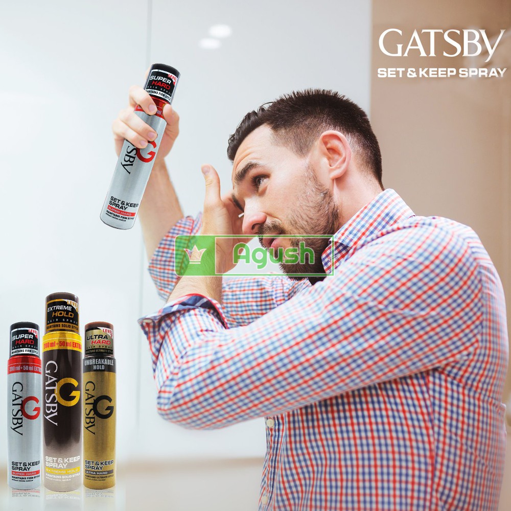 Keo xịt tóc nam nữ thơm mềm giữ nếp không cứng chính hãng Gatsby Hair Spray Super Hard chai 250ml tạo nếp không bết dính