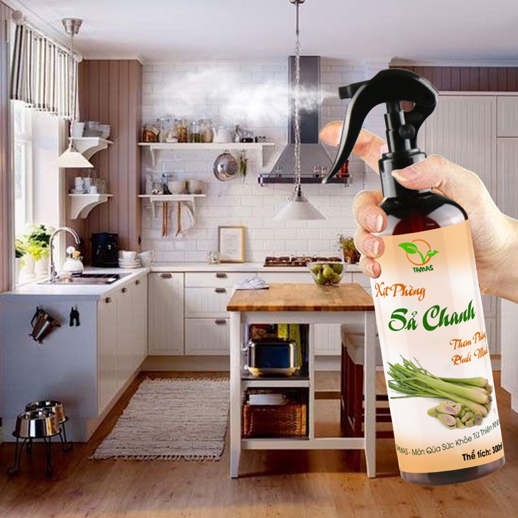 Ảnh Xịt phòng Sả chanh chai 300ml TAMAS, được chiết xuất từ tinh dầu thiên nhiên, an toàn, thơm phòng, khử mùi, kháng khuẩn. 4