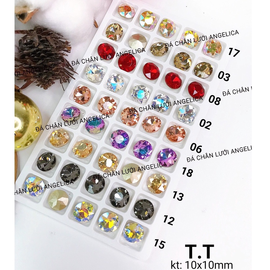 Túi 5 Viên Đá khối Đính Nail To Hình Tròn Chân Vàng Trang Trí Móng ANGELICA T.T