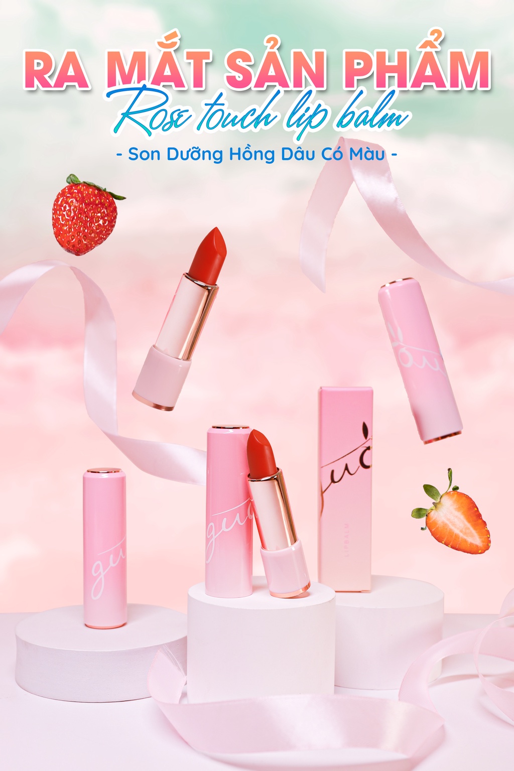Mô tả Son Dưỡng Hồng Dâu Có Màu Mờ Thâm Hồng Môi 0% chì - 0% Silicones GUO 5gr - 2