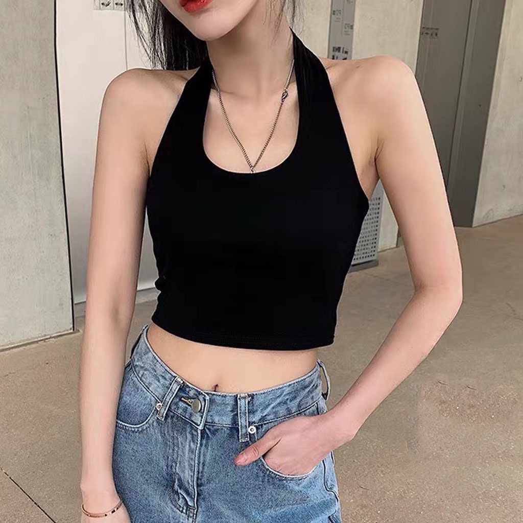 Áo Croptop Yếm Nữ Ôm Body Thun Gân Dày Chất Lượng Ulzzang