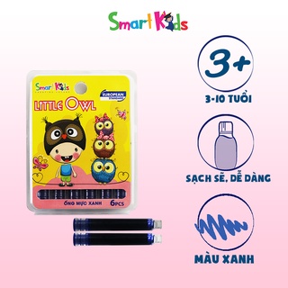 Ống mực smartkids mực xanh SK-FI2002BU (Vì 6 ống) Dành cho học sinh cấp 1. Mực chảy đều, thấm nhanh, không lem mực.