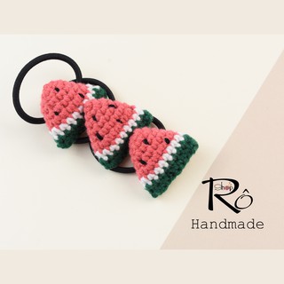 Dây buộc tóc dưa hấu len xinh xắn cho nữ và bé gái 4cm |Đồ cột tóc Handmade |Shop Rô Handmade