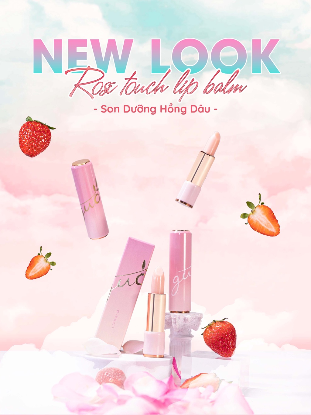 Mô tả Son Dưỡng Hồng Dâu Có Màu Mờ Thâm Hồng Môi 0% chì - 0% Silicones GUO 5gr - 1