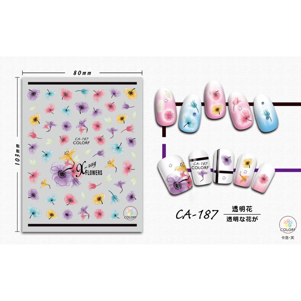 Sticker dán móng 3D hoạ tiết các loài hoa