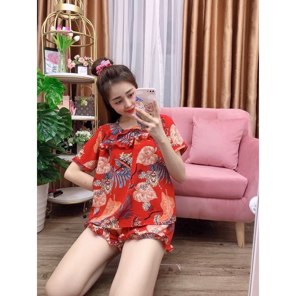 Bộ đồ mặc nhà mặc ngủ họa tiết hoa dễ thương