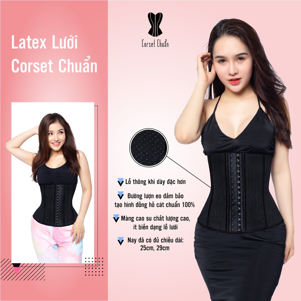 Ảnh Đai Nịt Bụng Latex Corset Chuẩn Chính Hãng Hy Lạp Lưới (Màu Đen) -Tặng ngay 1 áo liner 100k 2