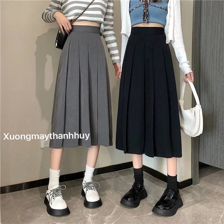 Chân váy xếp ly dài lưng cao, váy xếp li ullzang phong cách hàn quốc-Váy 068