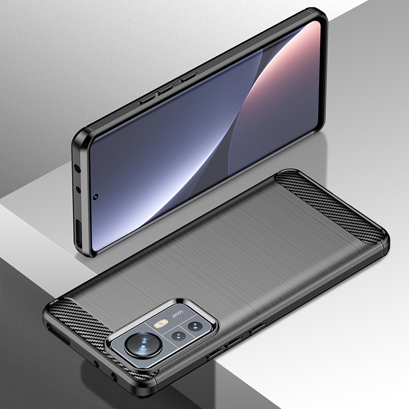 Dành cho Xiaomi 12 / 12 Pro Kết cấu chải siêu mỏng Vỏ TPU mềm chống sốc