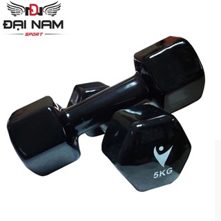 Bộ Tạ Tay 5kg Bọc Cao Su Trơn Lõi Thép Cao Cấp Đại Nam Sport (Tổng 10kg)
