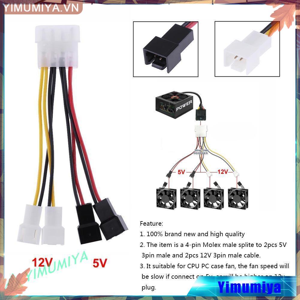 Pass-Thru Molex 4-Pin to Motherboard 3-Pin Female