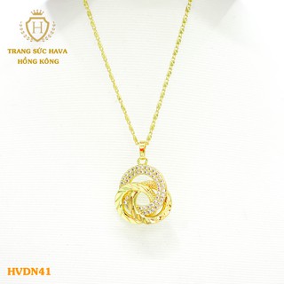 Dây Chuyền, Vòng Cổ Nữ Mặt Đính Đá Màu Trắng Mạ Vàng Non Cao Cấp - Trang Sức Hava Hong Kong - HVDN41