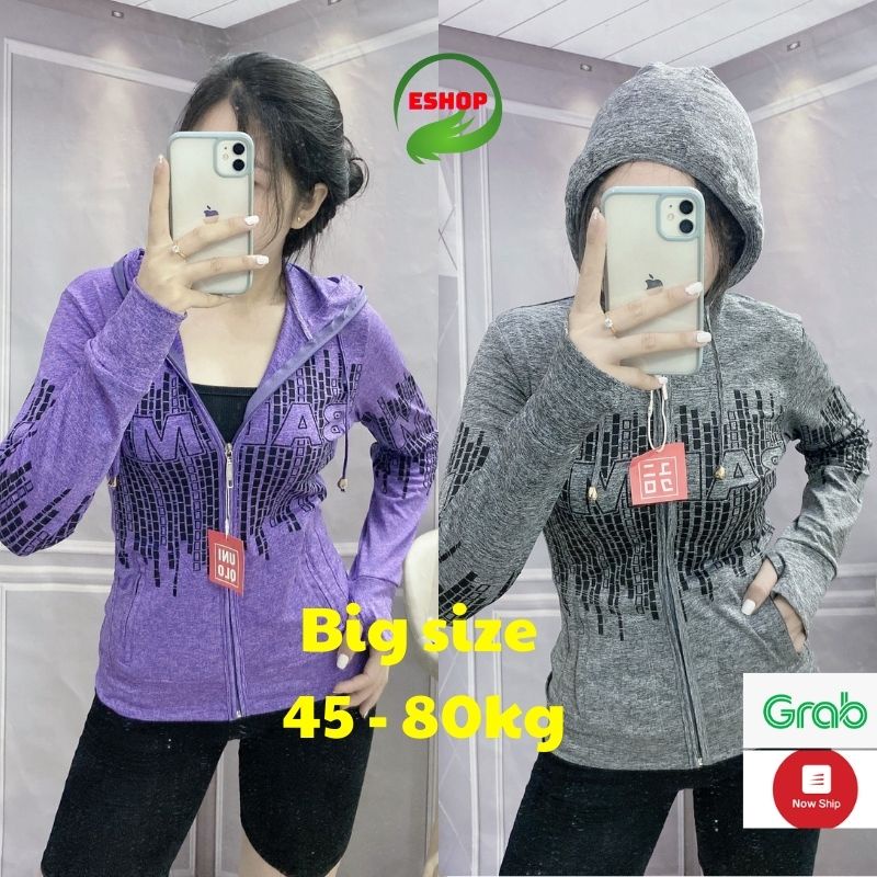 Áo Khoác Chống Nắng Nữ Eshop Bigsize Form Rộng Có Mũ Thể Thao Đẹp Nhẹ Dáng Dài Trung Niên Khoát Nữ Mùa Hè Thun Lạnh Ak02