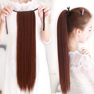 Tóc giả cột đuôi thẳng tự nhiên- Tóc giả cột nơ dài 45cm phong cách Hàn Quốc trẻ trung HaminStore