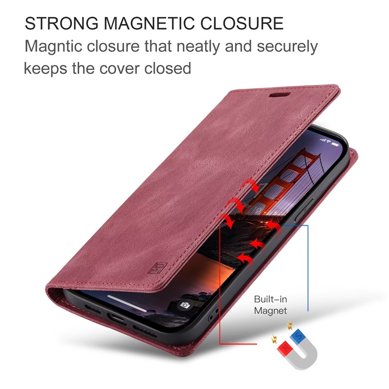 Dành Cho iphone 6 6s 7 8 Plus X XS XR 11 Pro Max SE 2 3 2020 2022 Vintage Flip Cover Mờ Khe Cắm Thẻ Ví Da