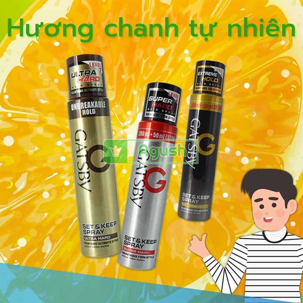 Keo xịt tóc nam nữ thơm cứng giữ nếp lâu chính hãng nhật bản Gatsby Hair Spray Extreme Hold lọ mini 66ml không bết dính