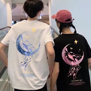 Áo đôi nam nữ chất cotton in hình mặt trăng lưỡi liềm độc lạ