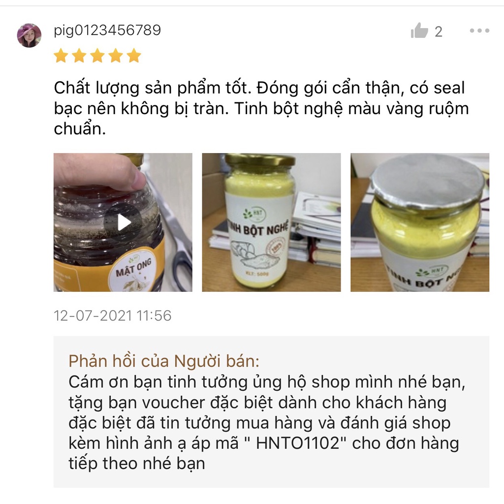 Ảnh Tinh bột nghệ nhiều curcumin HNT NATURAL PRODUCT TBN 500G 2
