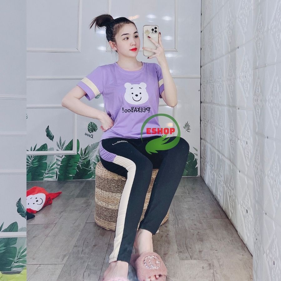 Đồ Bộ Nữ Bigsize 43-85kg Chất Thun Cotton Quần Dài Mặc Nhà Đi Chơi Thể Thao Trung Niên ESHOP DB07