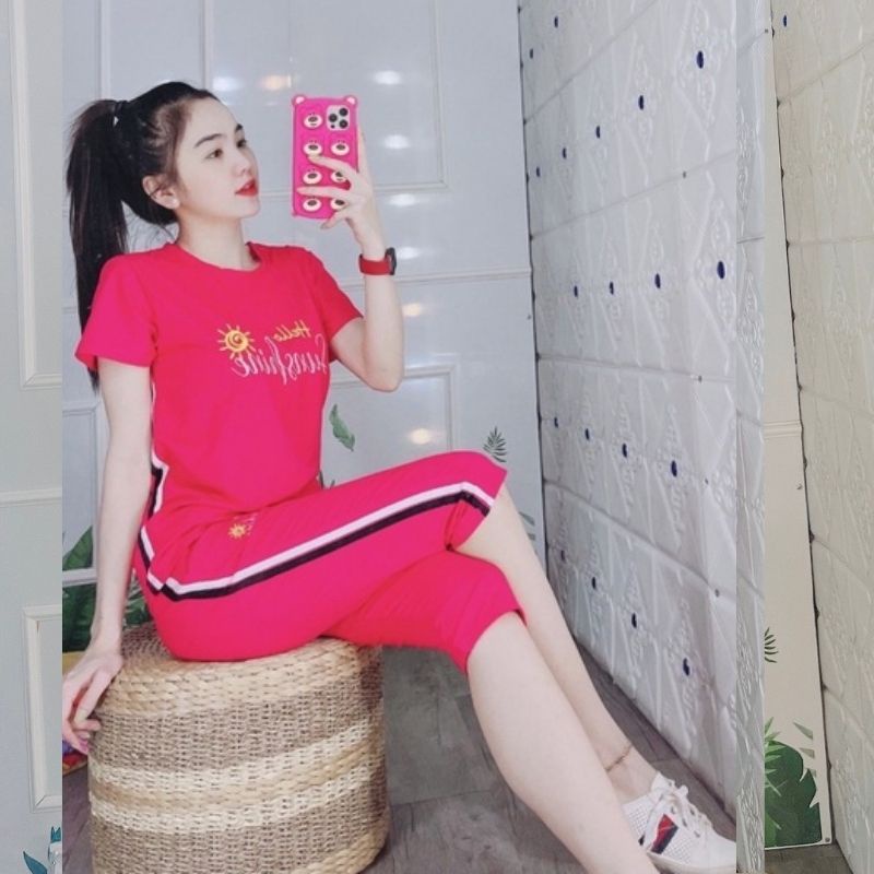 Đồ Bộ Mặc Nhà Nữ Quần Lửng Bigsize Thun Cotton Co Giãn - Set Đồ Bộ Nữ Mùa Hè Trung Niên ESHOP DB21