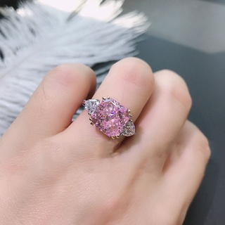 ⭐ Ba Màu Công Chúa Sang Trọng Vuông Hồng Tourmaline Nhấp Nháy Kim Cương Màu Riêng Biệt Thạch Anh Tím Nhẫn Nữ Thời Trang Retro Đuôi Nhẫn Cặp Đôi Trang Sức