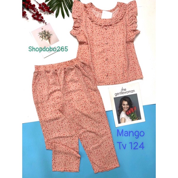 Đồ bộ nữ,đồ ngủ mặc nhà lửng 9 tấc vải lụa mango BL 55 họa tiết hoa nhí dễ thương size 47-60kg.