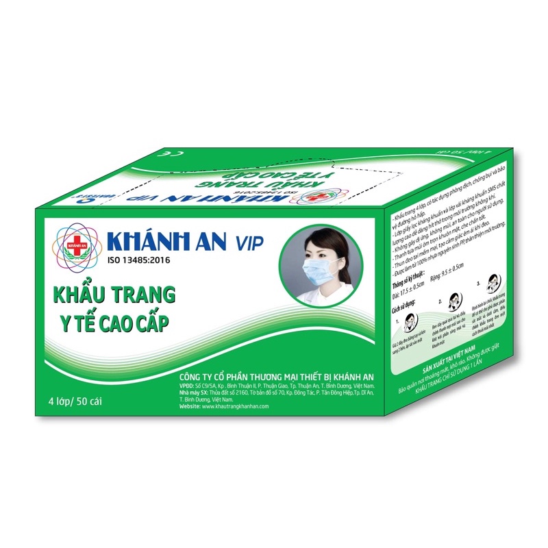 Hộp 50 cái Khẩu trang y tế Khánh An 4 lớp dày dặn mềm mịn, hình ...