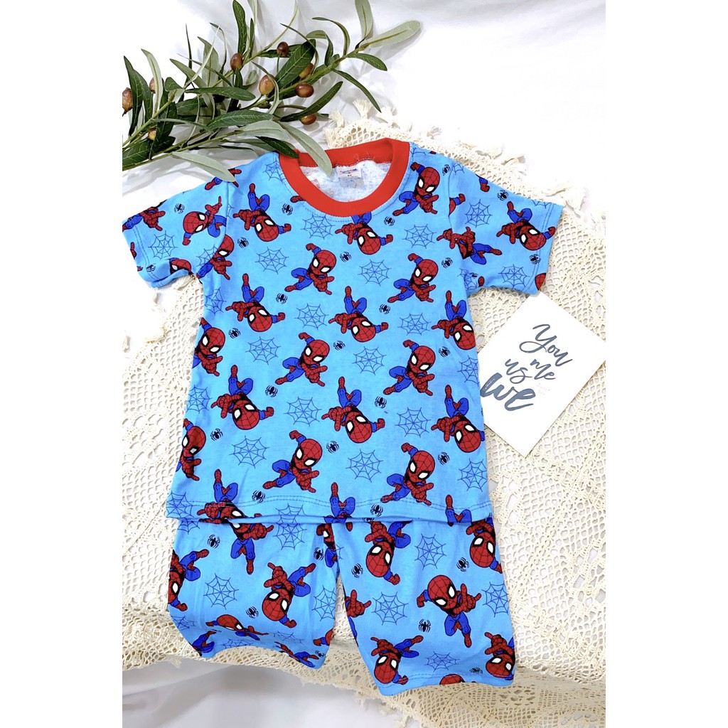 Bộ Cộc Tay Cotton 100 % Thoáng Mát In Nhiều Họa Tiết Siêu Xinh Cho Bé Trai (20-30kg)